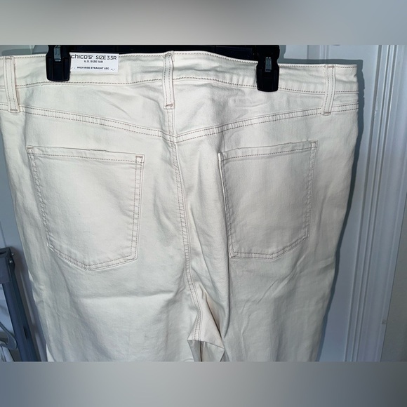 Chico's High Rise Straight Leg Cream Jeans - Picture 1 of 8